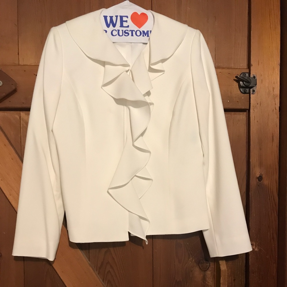 Ruffled Ivory women's pant suit